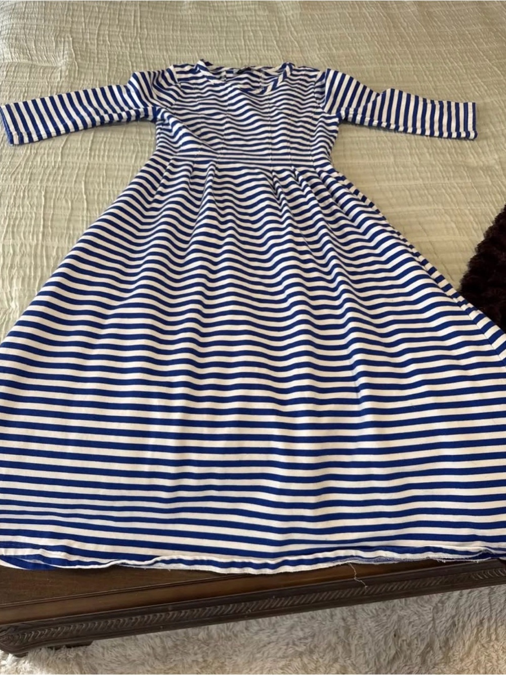 Dainty Jewells Blue and White Striped Casual Dress